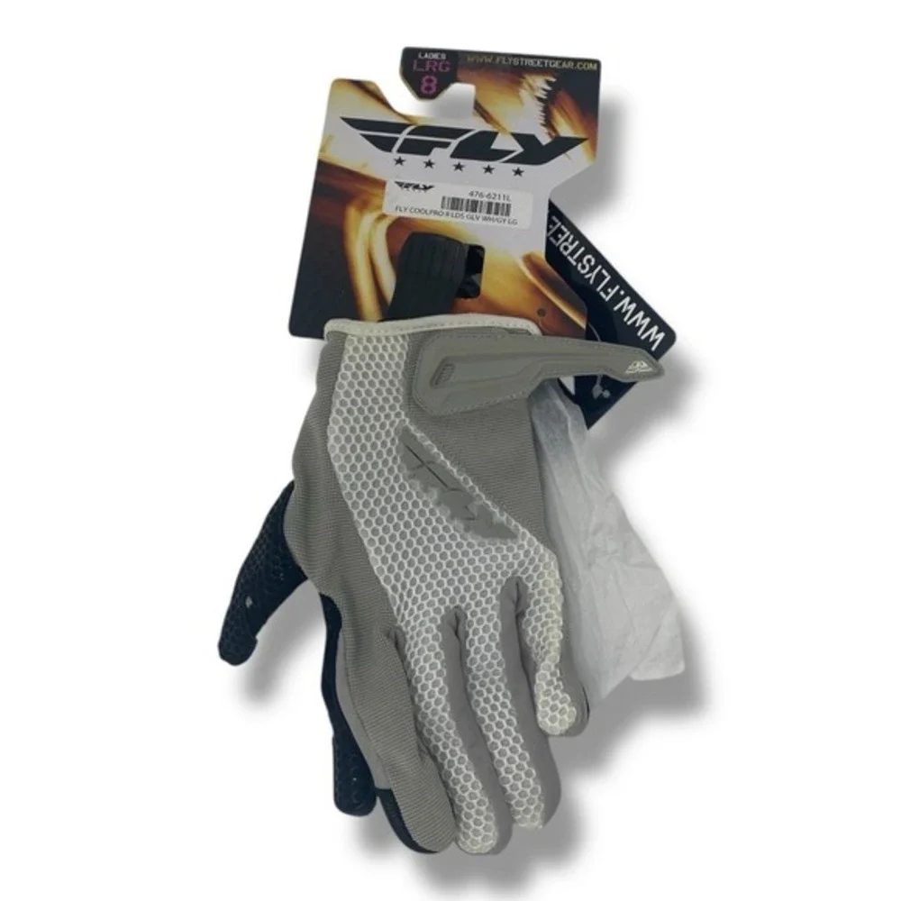 Fly Coolpro II‎ Bike Riding Racing Gloves Womens Size Large White/Grey Gray